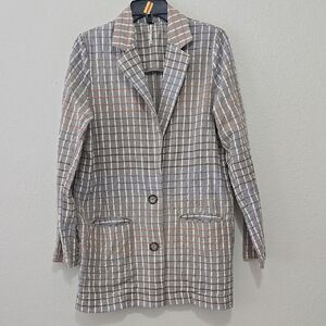 Free People Gray and Tan Blazer with Structured Design xs
